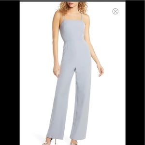 Wayf The Charlize Backless Jumpsuit In Dusty Blue